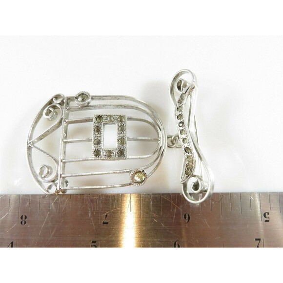 Unique Integrity Sterling Silver Rhinestone Bird Cage Brooch - Picture 9 of 9